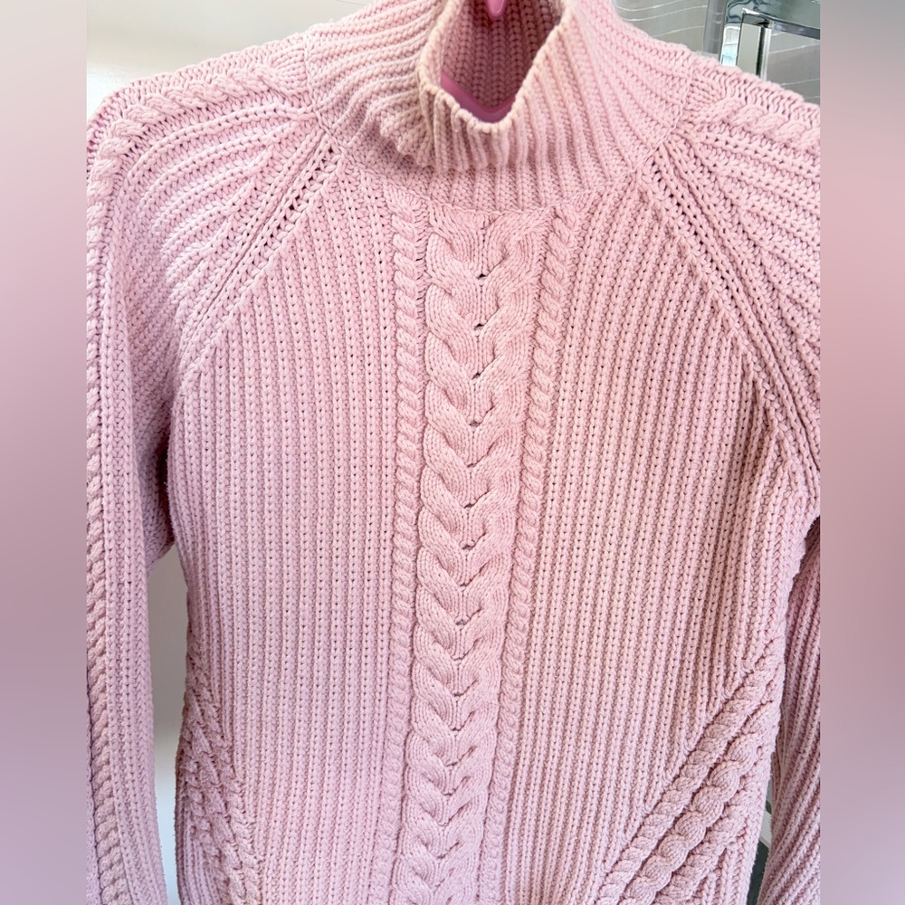 Lululemon Bring The Cozy Chunky Mock Knit Sweater In Pink Size 4 Soft Girl Fall - Picture 9 of 9